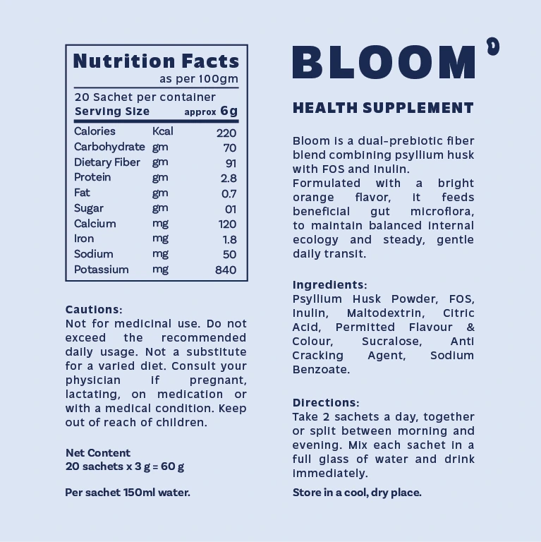 Fibo Bloom – Prebiotic & Fiber Gut-Microbiome Sachet (Orange)