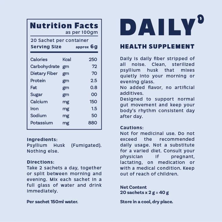 Fibo Daily – Sterilized Psyllium Husk (Unflavored)