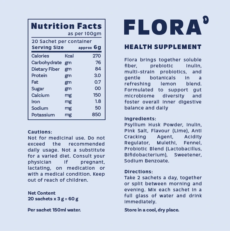 Fibo Flora – Probiotics & Fiber Gut-Skin Sachet (Lemon)
