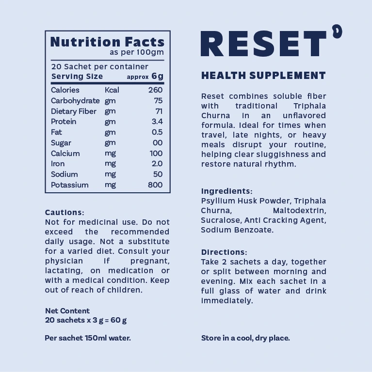 Fibo Reset – Triphala & Fiber Gut Reset Sachet (Unflavored)